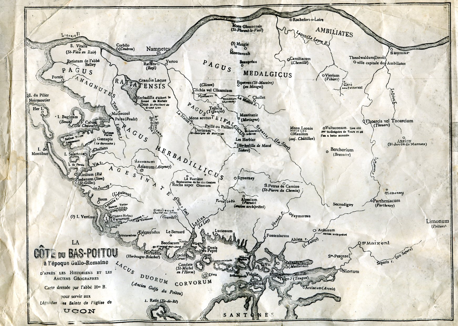 Carte du Bas-Poitou à l'époque Gallo-Romaine
